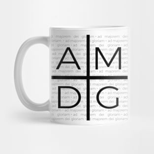 Ad Majorem Dei Gloriam Jesuit Cross with text black Mug